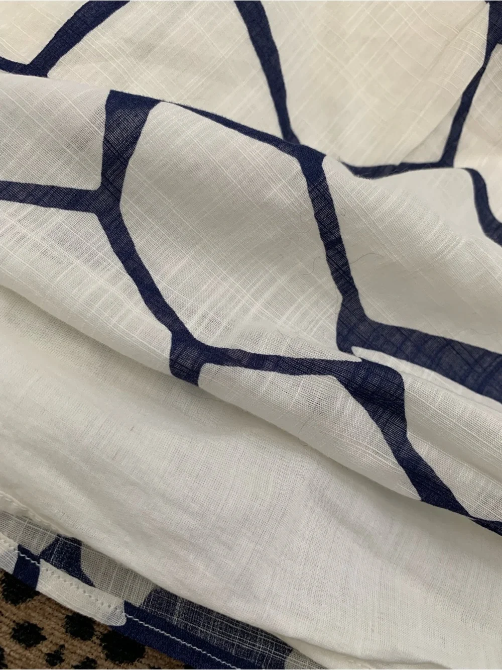 J. Crew White and Navy Geometric Tank Top